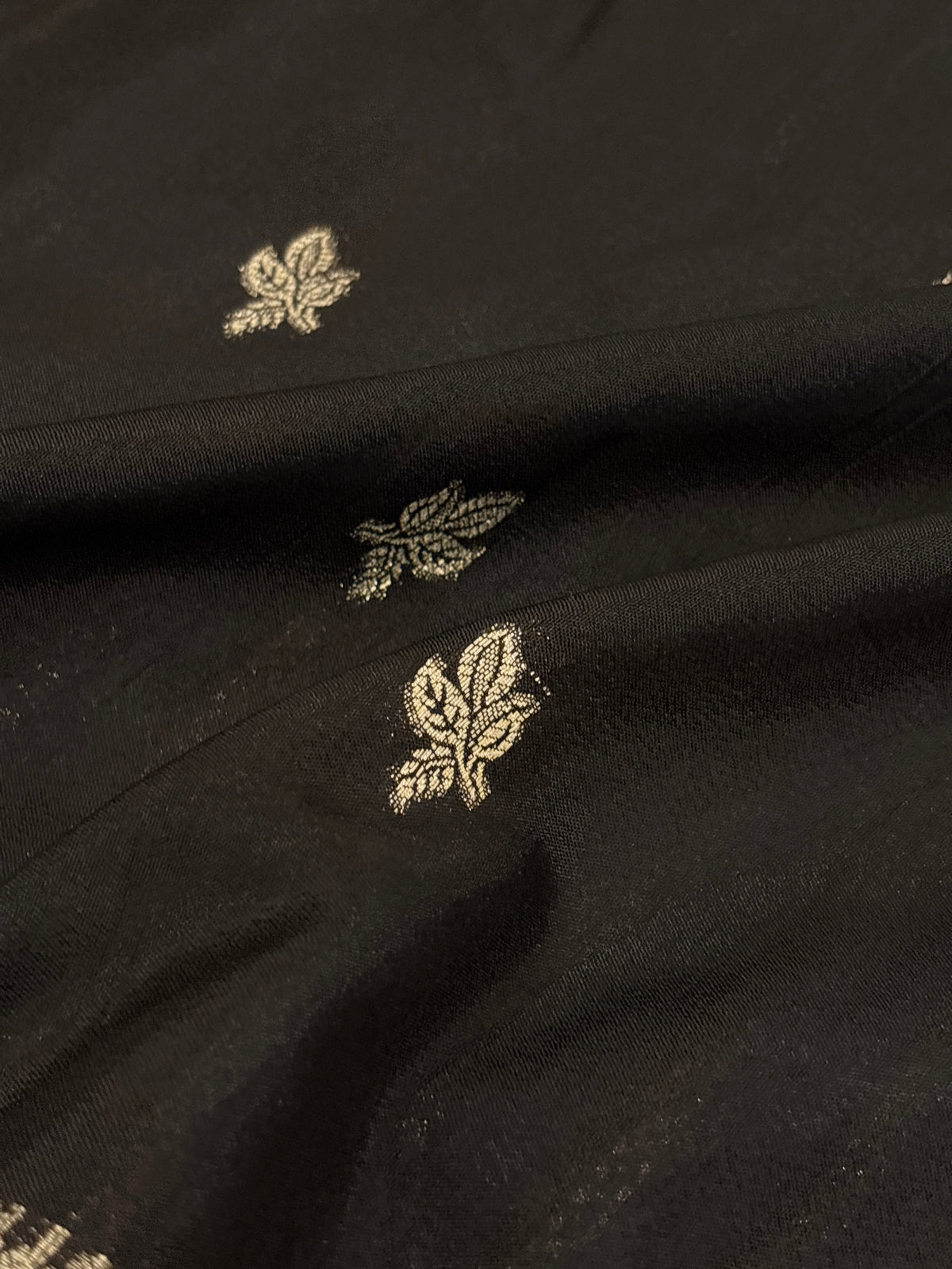 Bottle Green Matka Silk Saree with Gold Buti & Bright Canary Yellow Zari Pallu