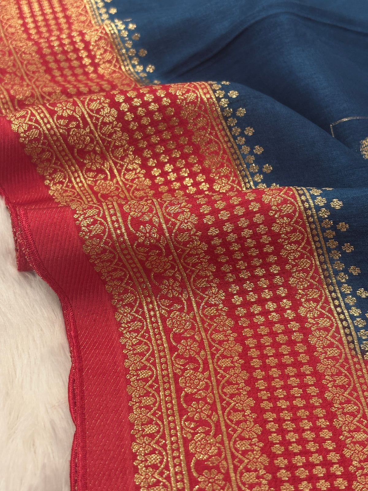 Mustard Yellow Matka Silk Saree with Geometric Zari Weave & Deep Wine Brown Border
