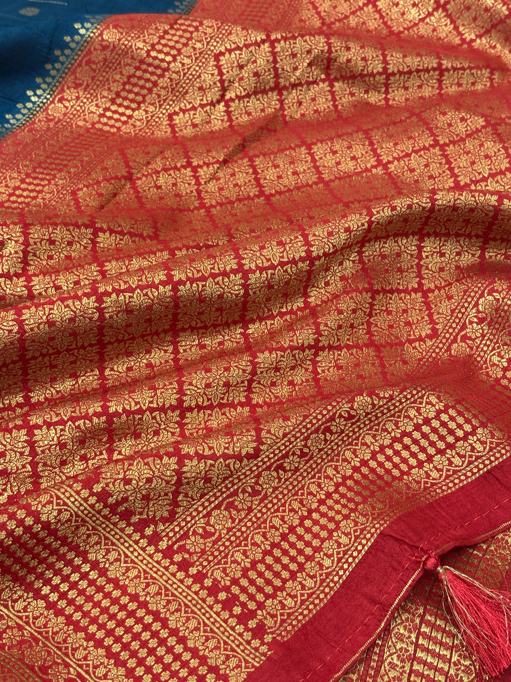 Mustard Yellow Matka Silk Saree with Geometric Zari Weave & Deep Wine Brown Border