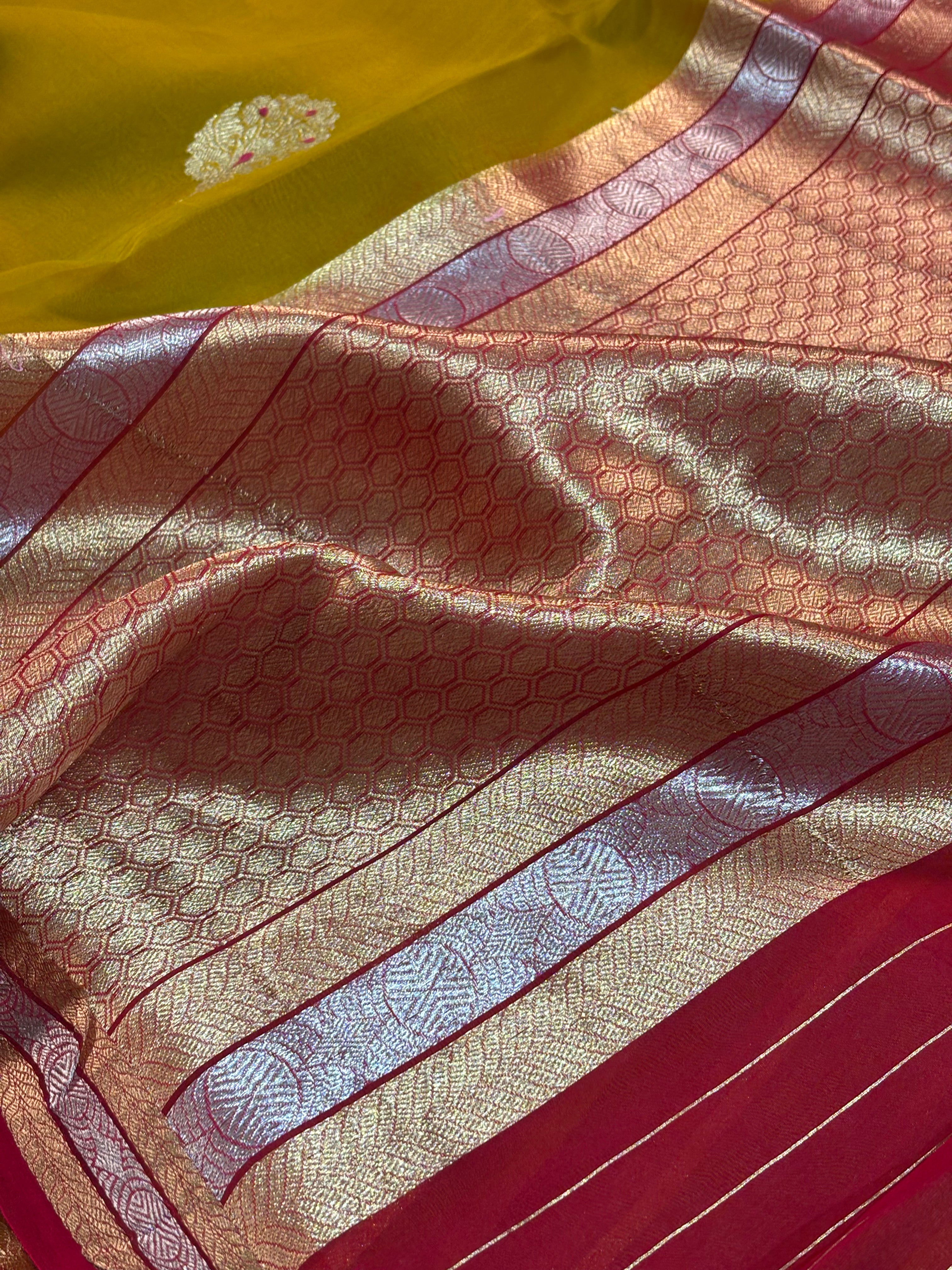 Pure Organza Silk Banarasi Border Boota Saree