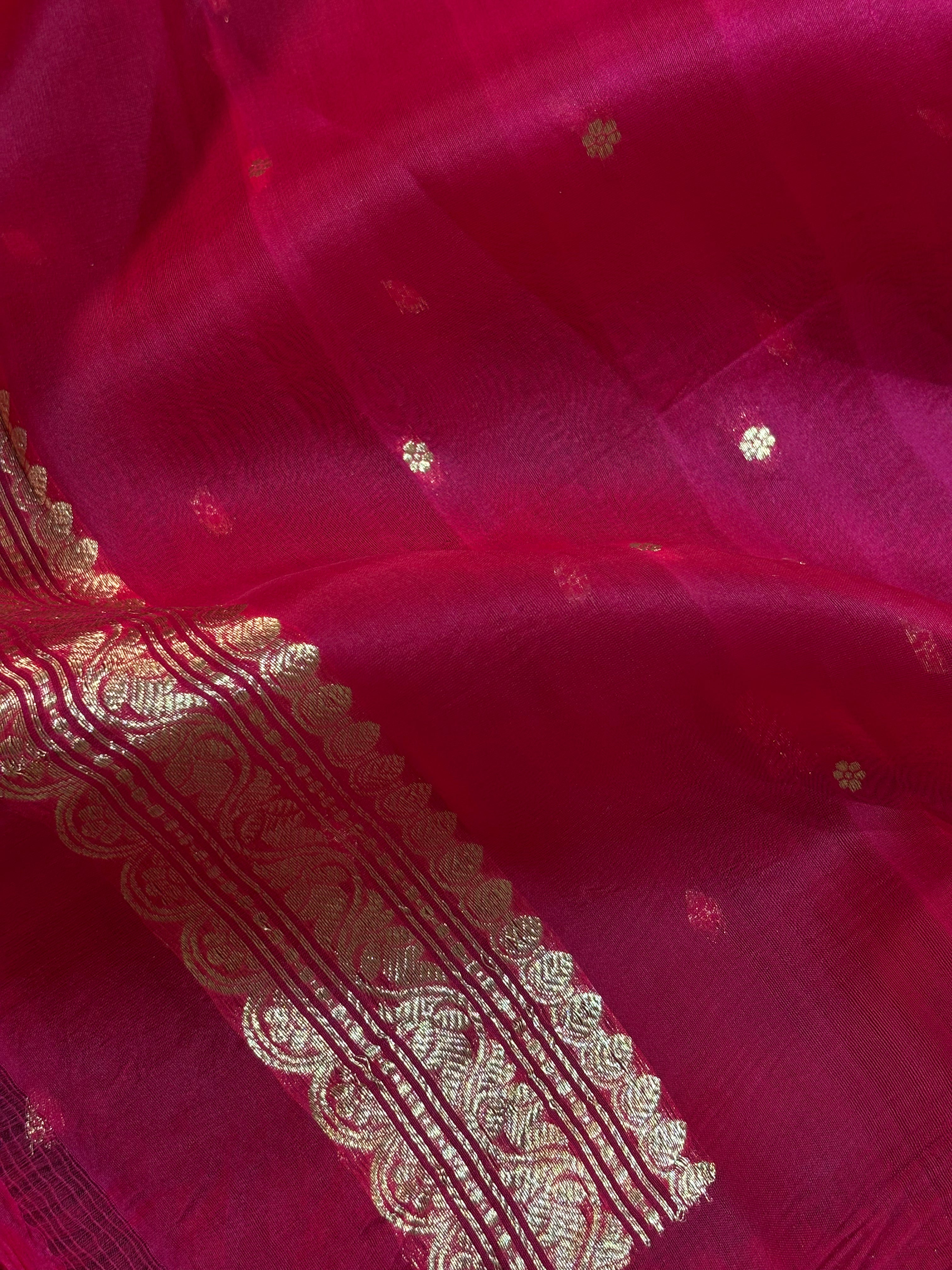 Pure Organza Silk Banarasi Border Boota Saree