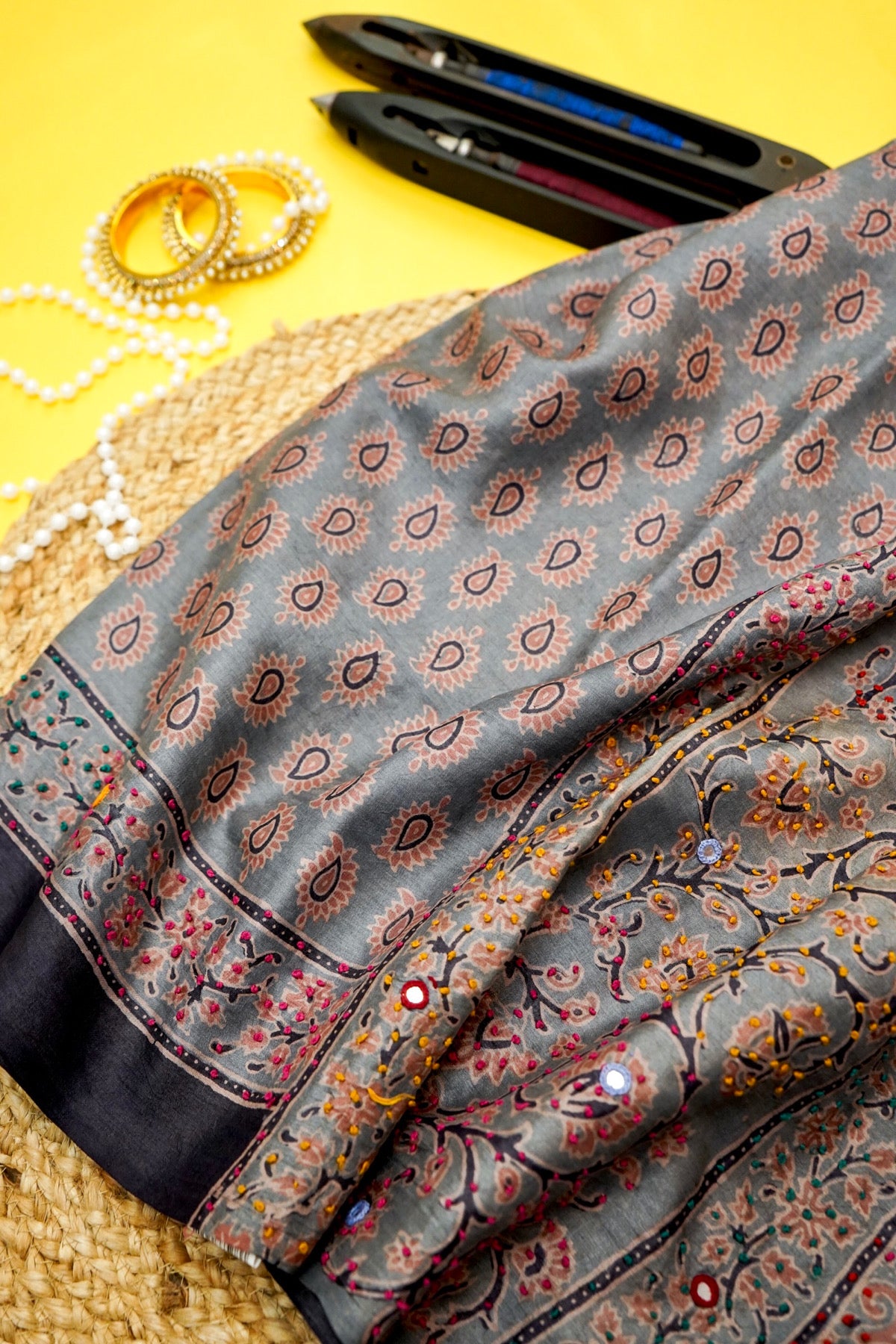 Platinum Slate Kalamkari