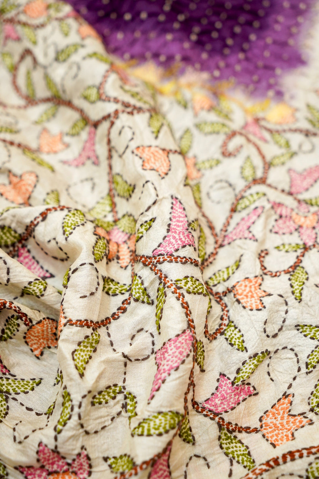 Imperial Violet Kantha-Tussar