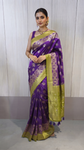 Mashru Katan Silk, purple with green boder