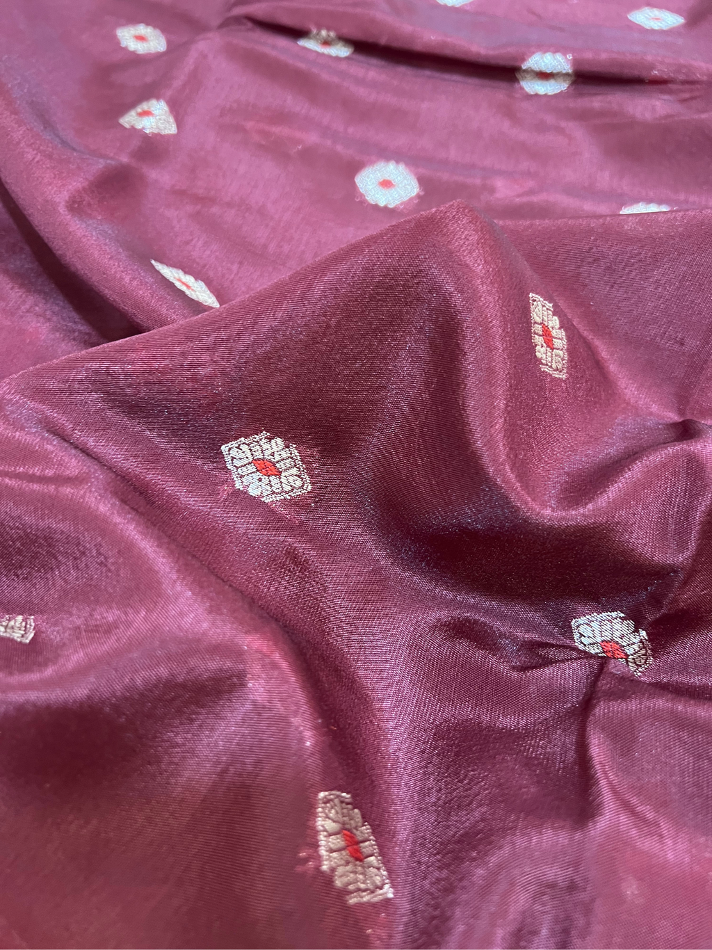 Dupion silk Features with Polka Dots in coco