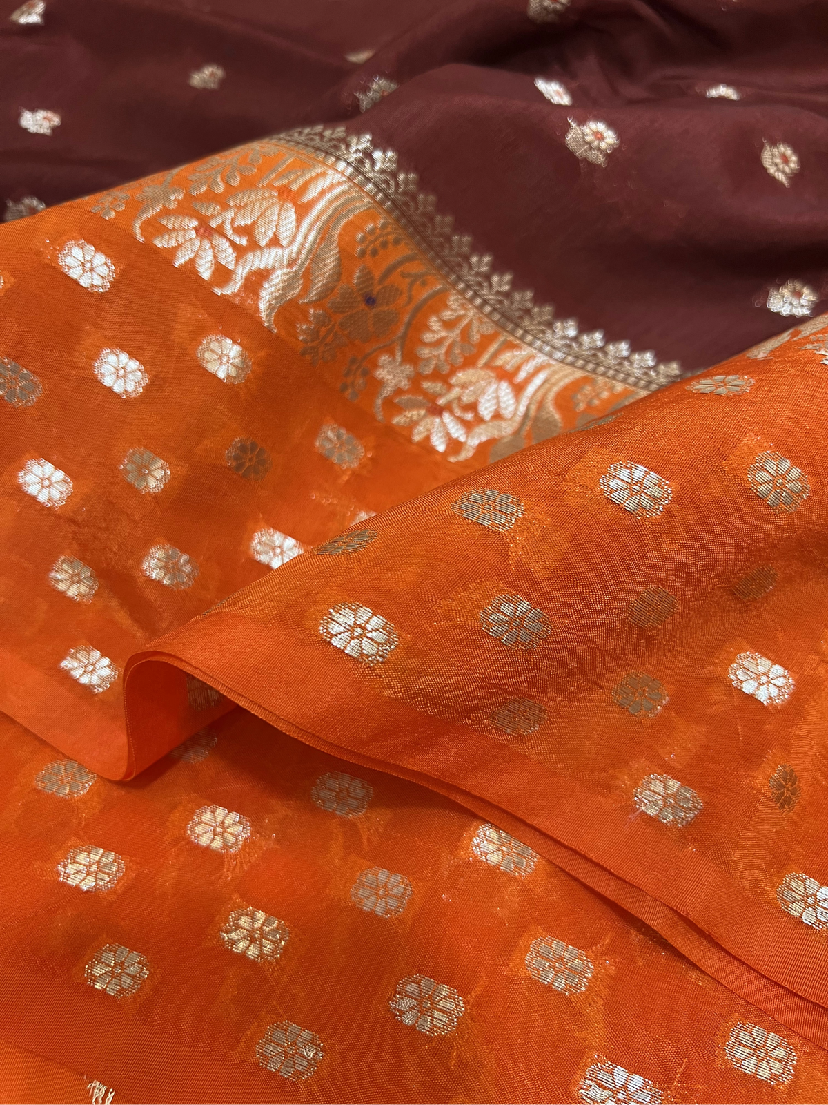 Dupion silk Features with Polka Dots in coco