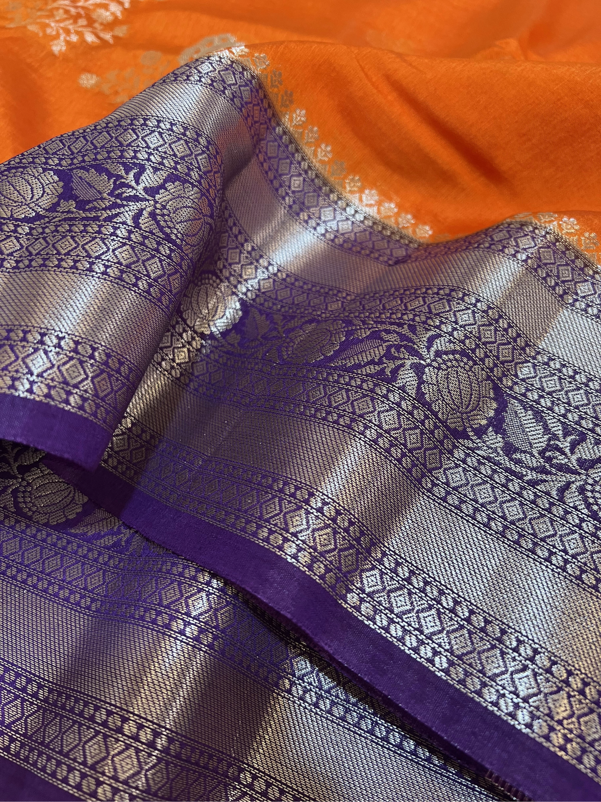 Dupion silk Features with Polka Dots in Burnt Orange