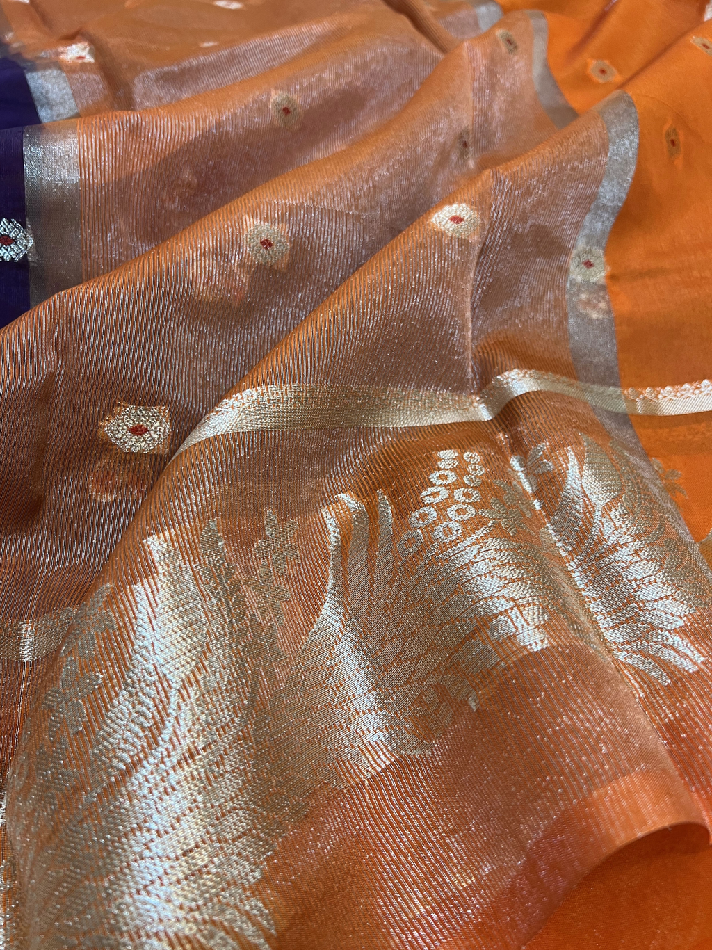 Dupion silk Features with Polka Dots in lavender
