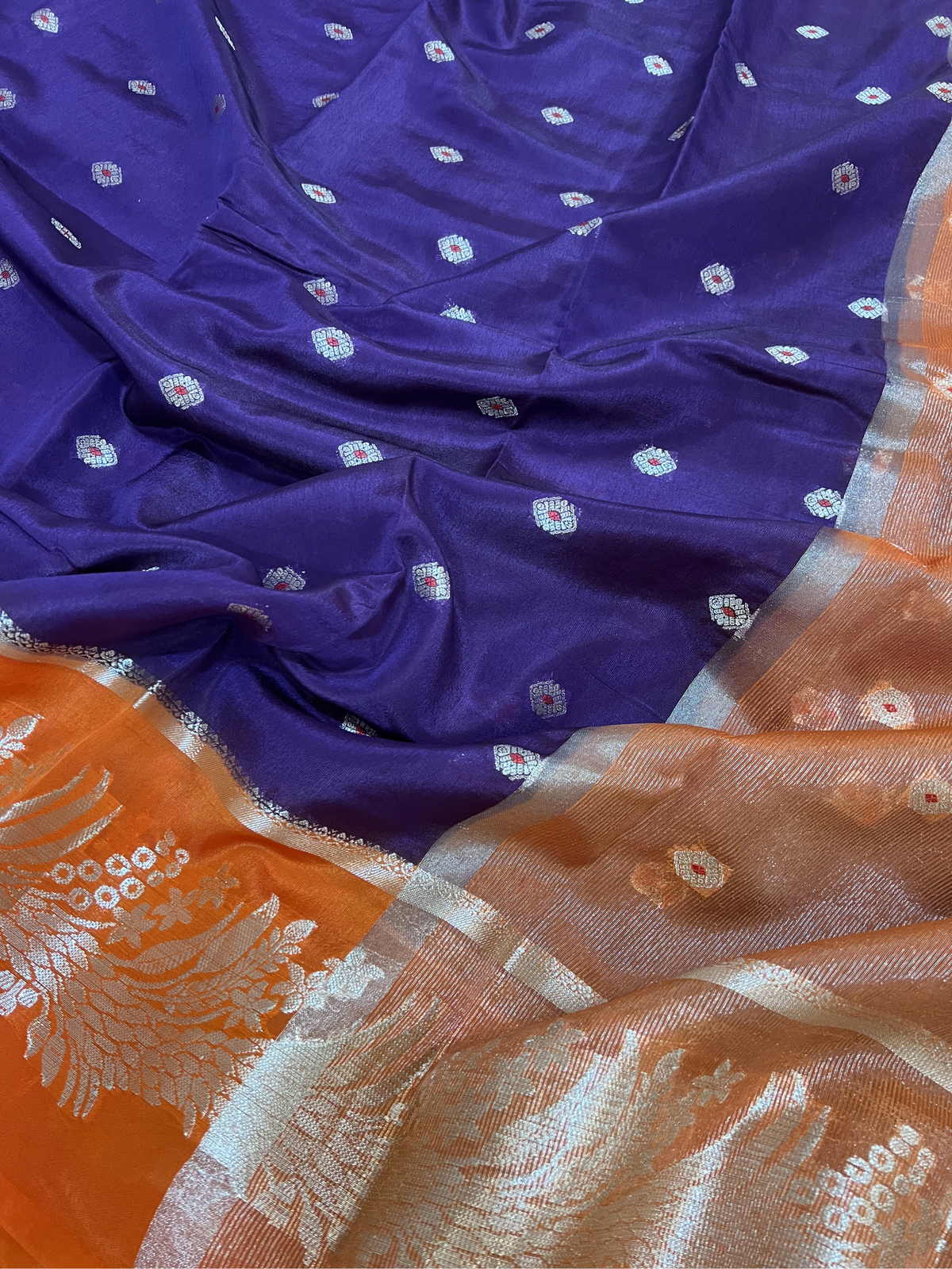 Dupion silk Features with Polka Dots in lavender