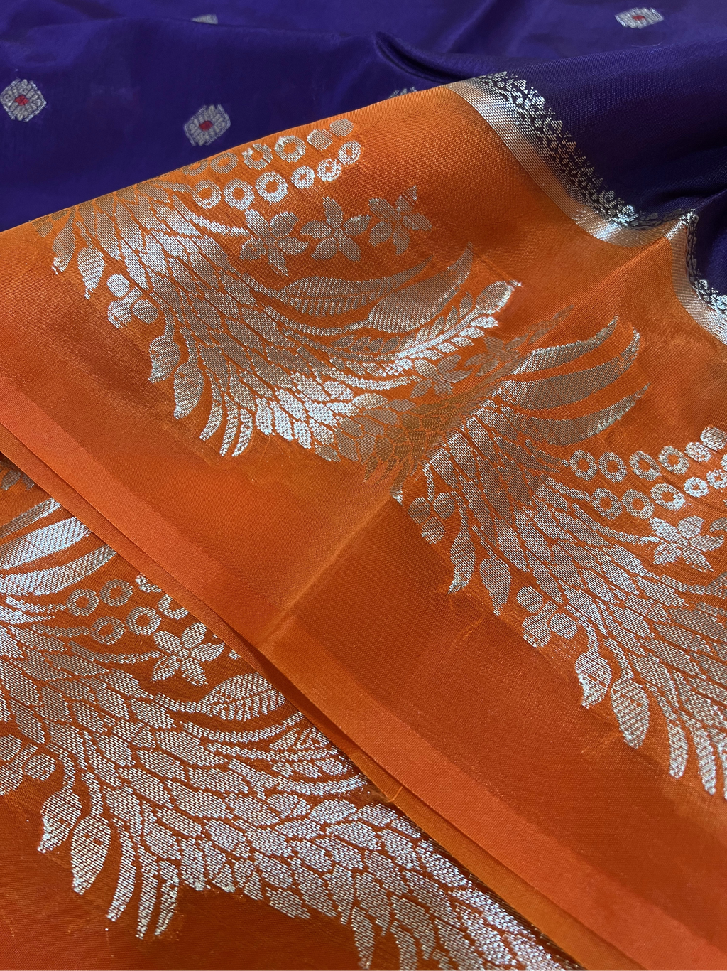 Dupion silk Features with Polka Dots in lavender