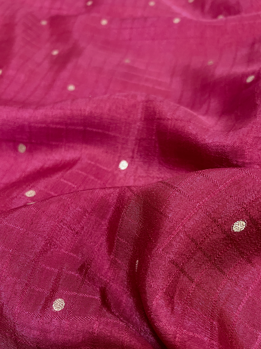 Dupion silk Features with Polka Dots in burgundy