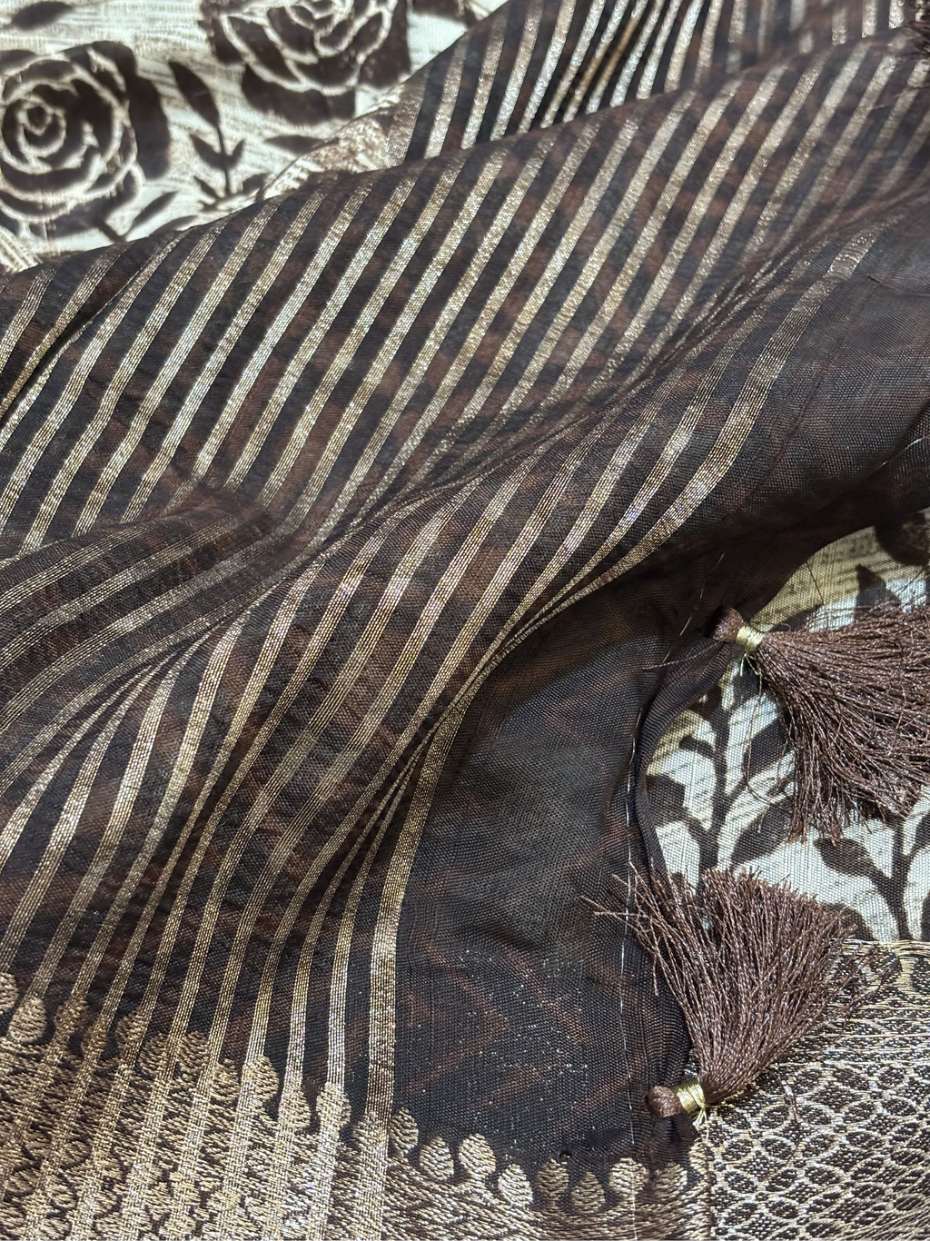 Chiffon Print Saree in coco