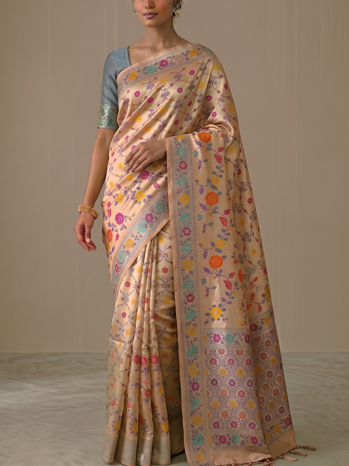 Kattan Tissue Floral Brocade Saree