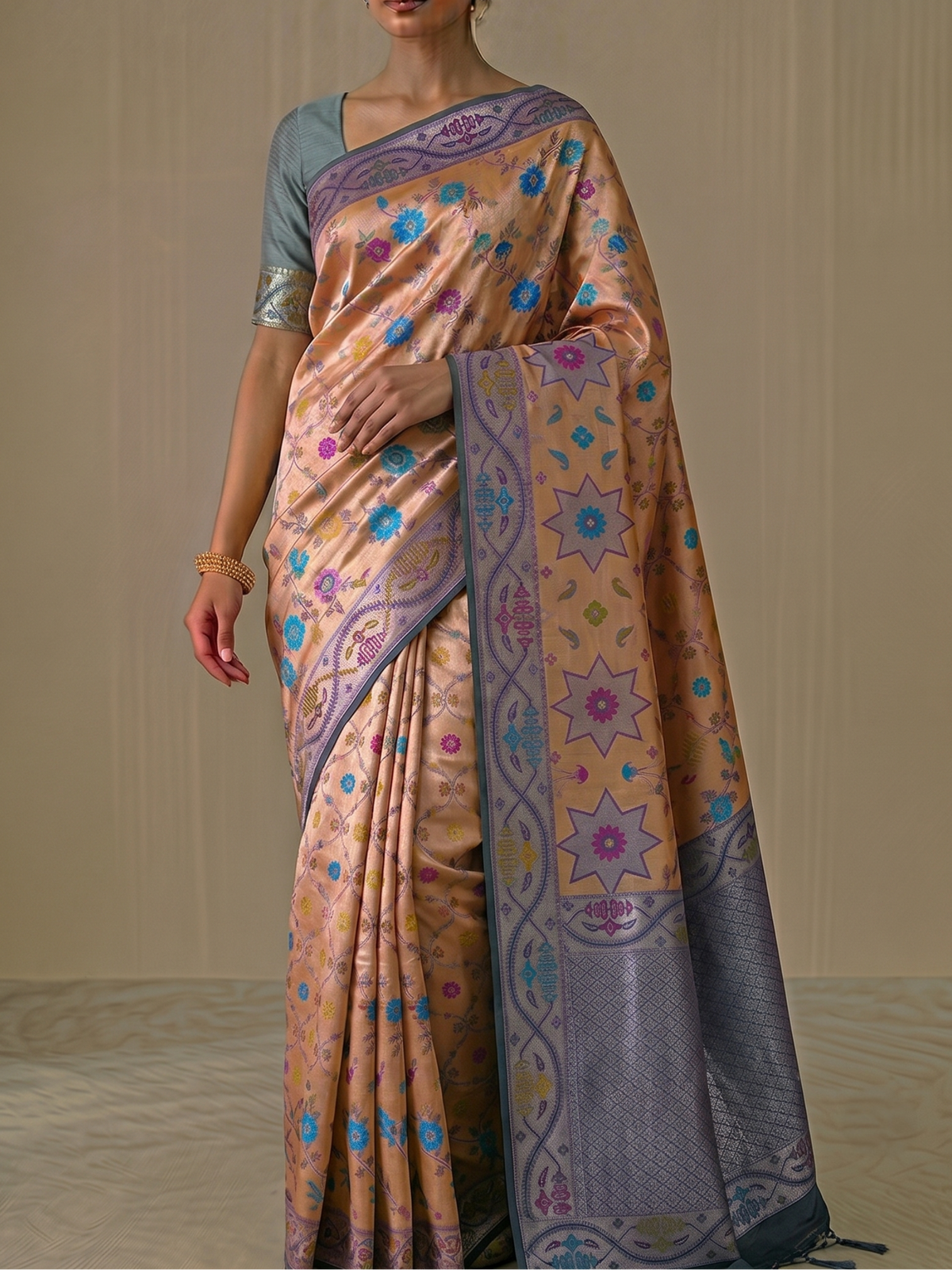 Kattan Tissue Saree Nakshatra Jaal Weave