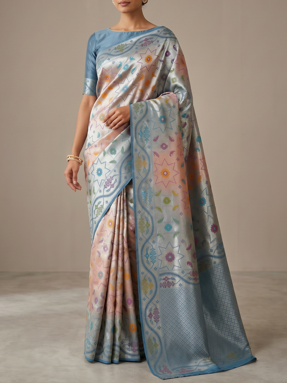 Kattan Tissue Saree Nakshatra Jaal Weave