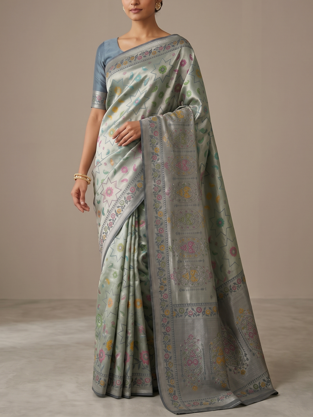 Kattan Tissue Saree Nakshatra Jaal Weave