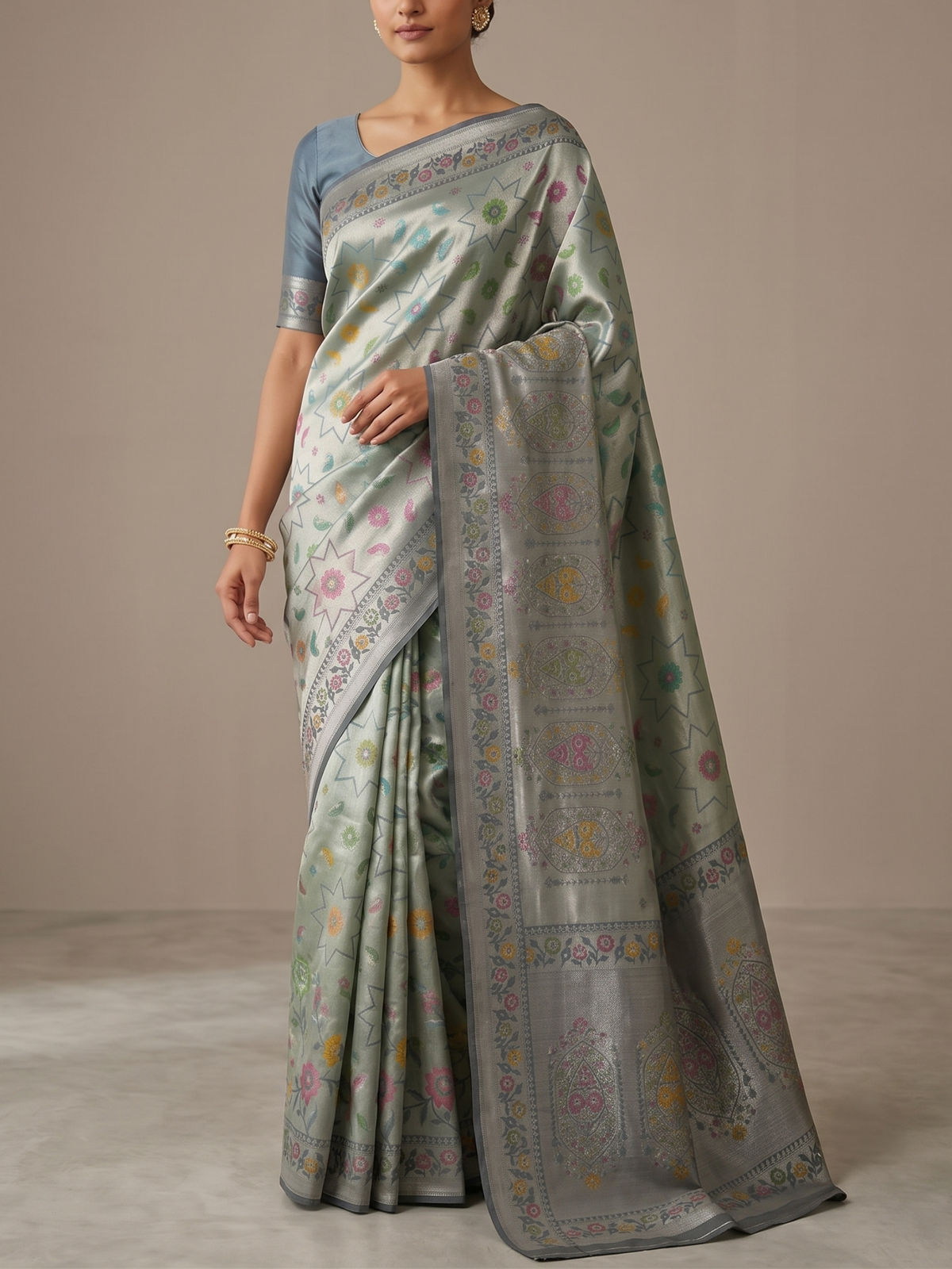 Kattan Tissue Saree Nakshatra Jaal Weave