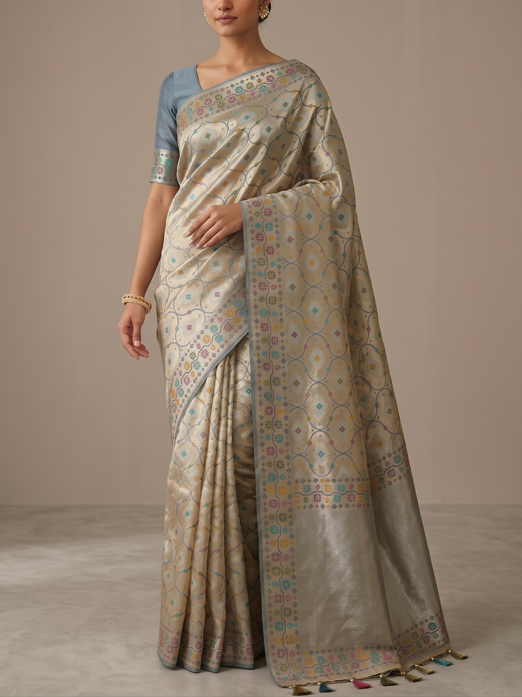 Kattan Tissue Floral Brocade Saree