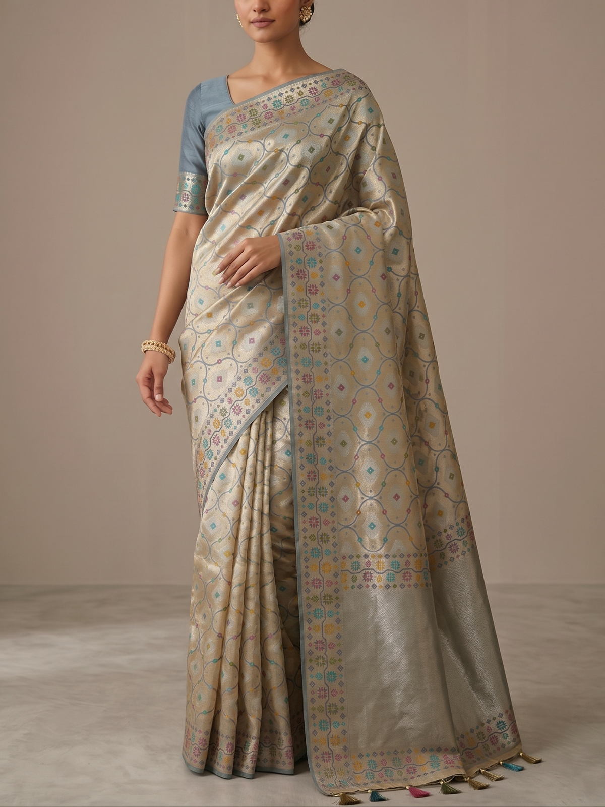 Kattan Tissue Floral Brocade Saree