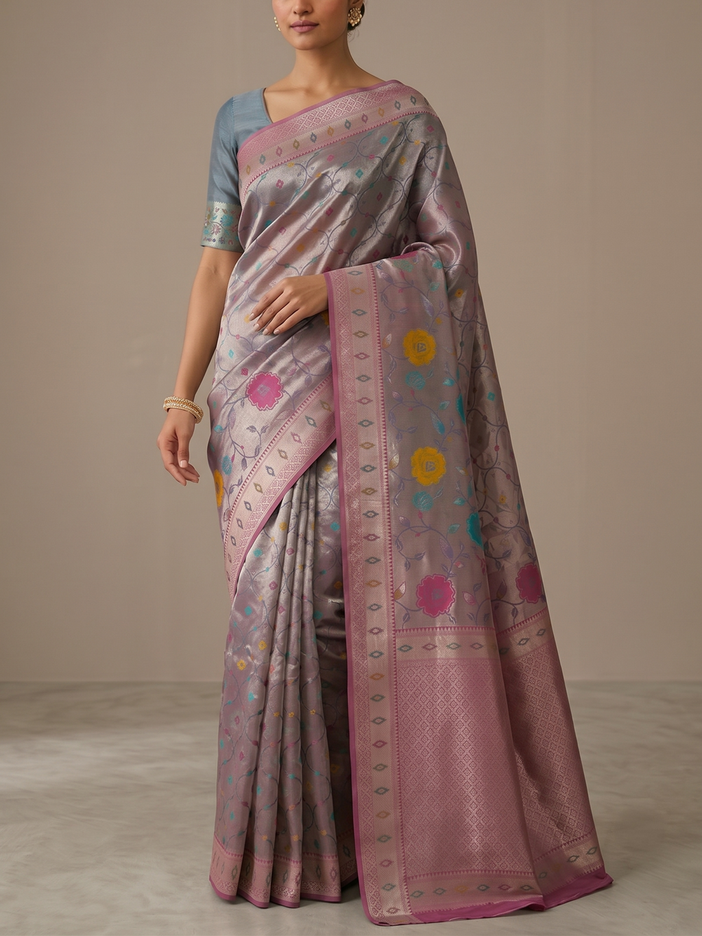 Kattan Tissue Floral Brocade Saree
