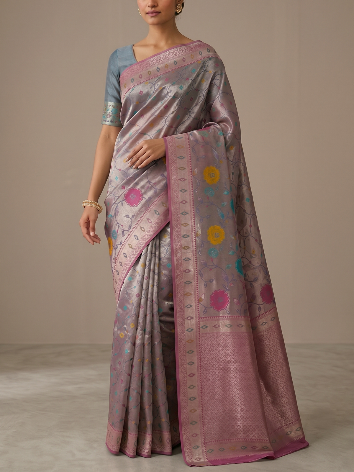 Kattan Tissue Floral Brocade Saree