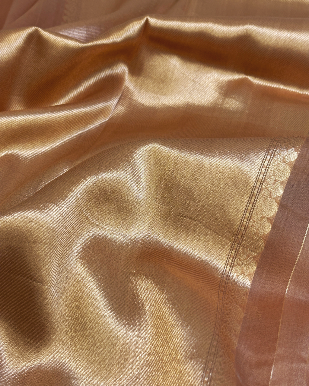 Pure Banarasi Handloom Kora in Bronze