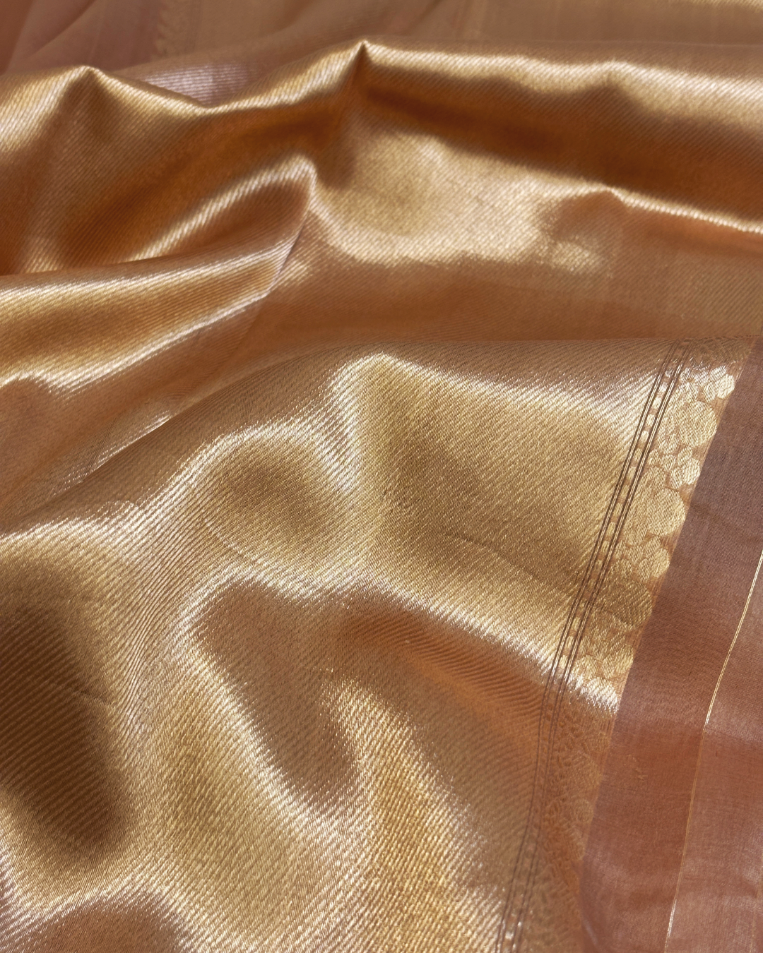 Pure Banarasi Handloom Kora in Bronze
