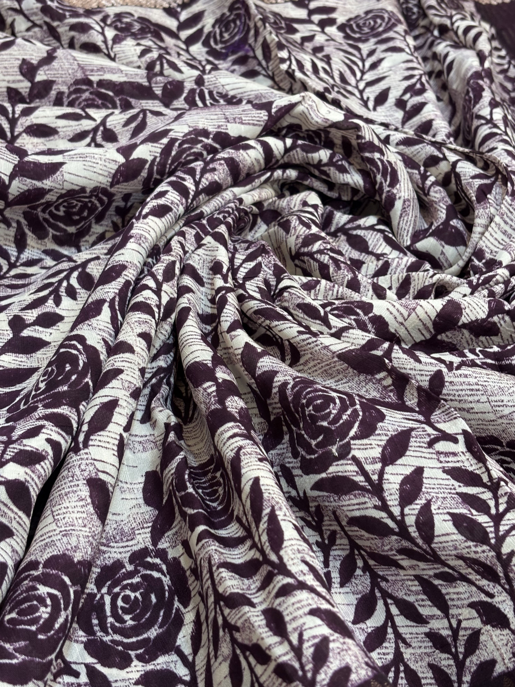 Chiffon Print Saree in voilet