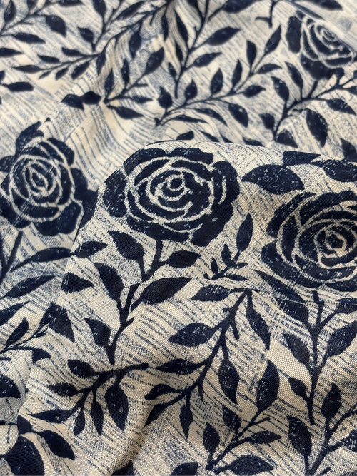 Chiffon Print Saree in deep blue