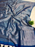 Royal Blue Viscose Tanchoi Saree