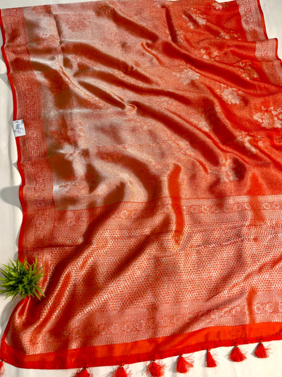 Orange Viscose Tanchoi Silk