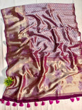 Magenta Viscose Tanchoi Skirt Boota Zari Border